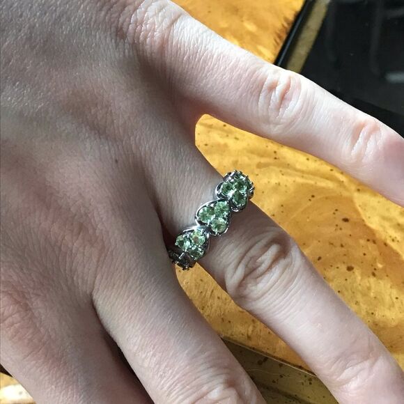 Natural Arizona Peridot Sterling Silver Heart Ring Size 7 - Picture 3 of 8